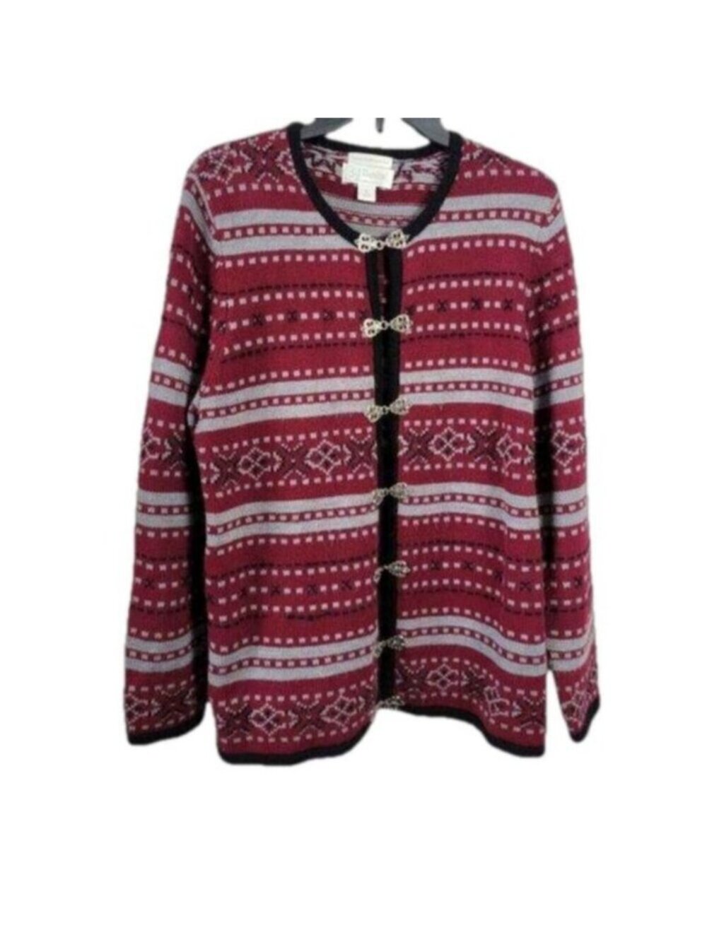 CJ Banks Sweater Lambswool Embroidered 14W/16W 0X ornate Folklore grandmacore